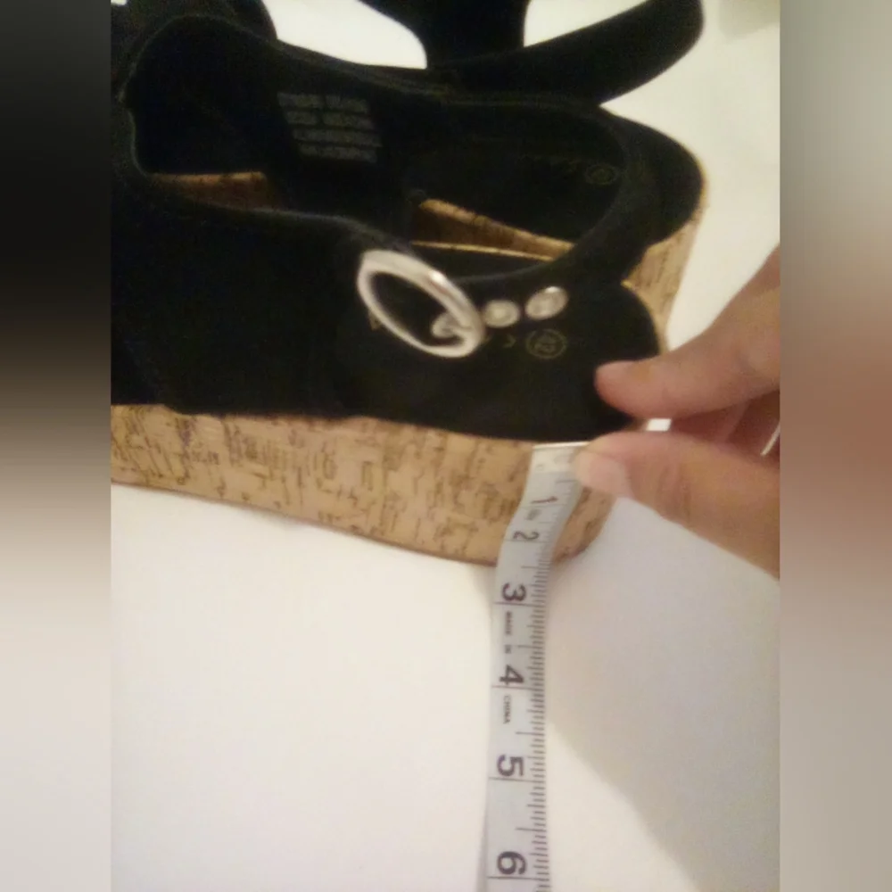 Elegant Suede Black Wedge Sandals Size 42 Casual Summer Vacation